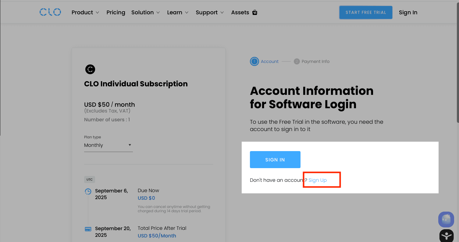 Sign up for a new CLO3D account - Image 1