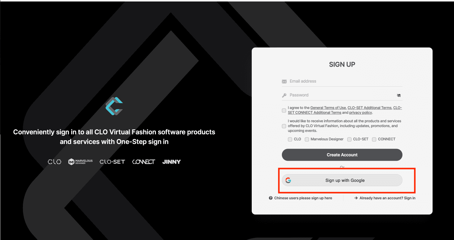 Sign up for a new CLO3D account - Image 2