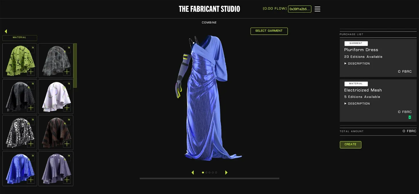 The Fabricant Studio interface