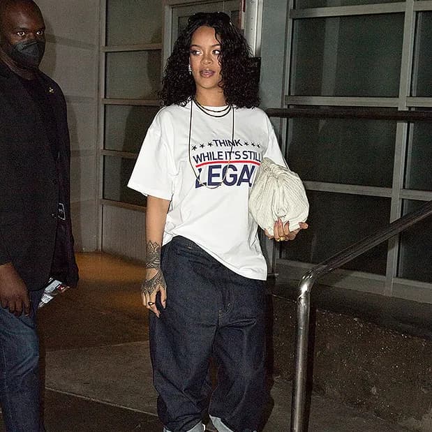 Rihanna in an oversized t-shirt