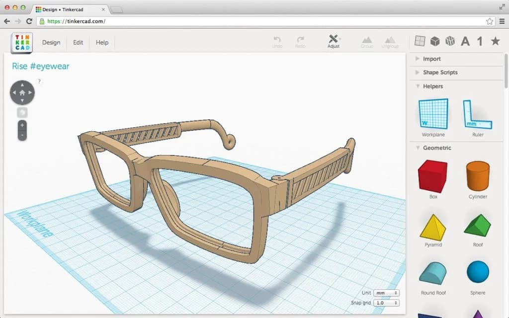 TinkerCAD software interface