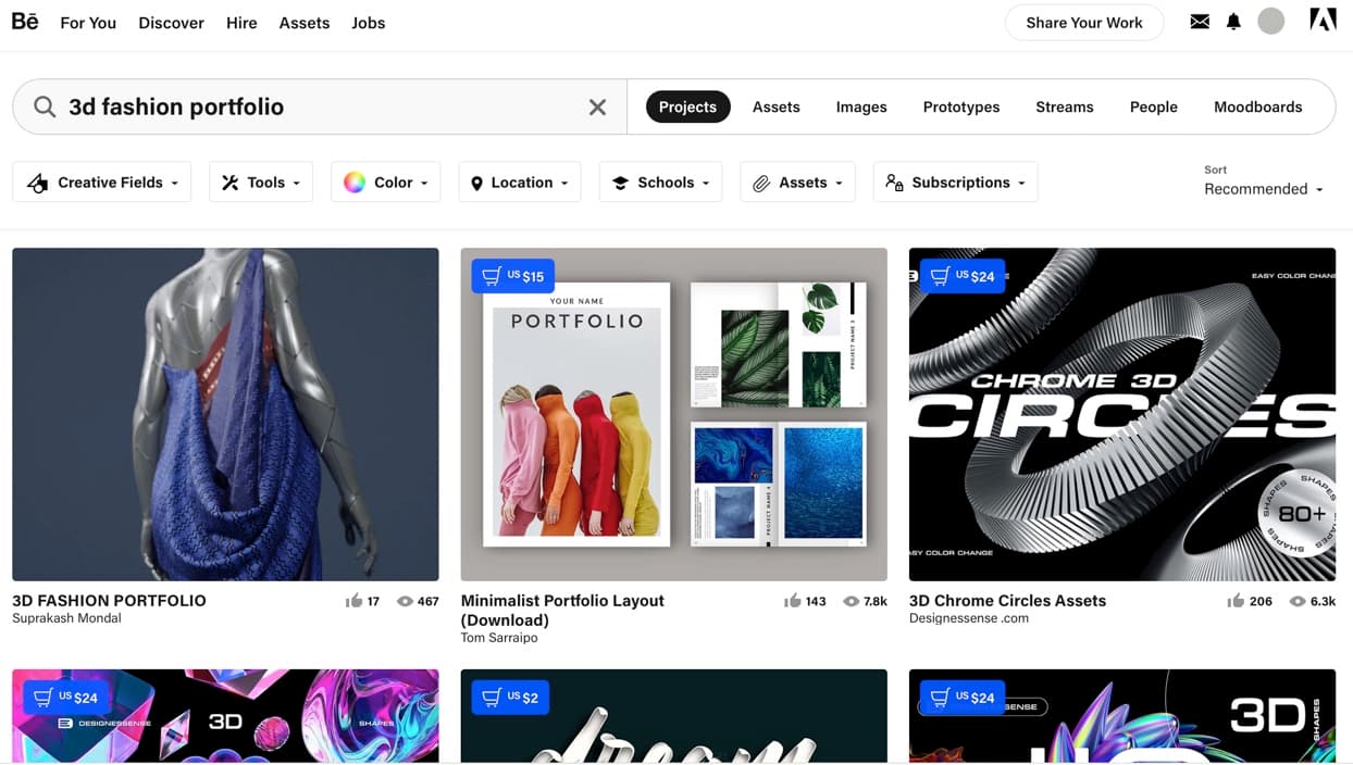 3D Fashion Portfolio Example